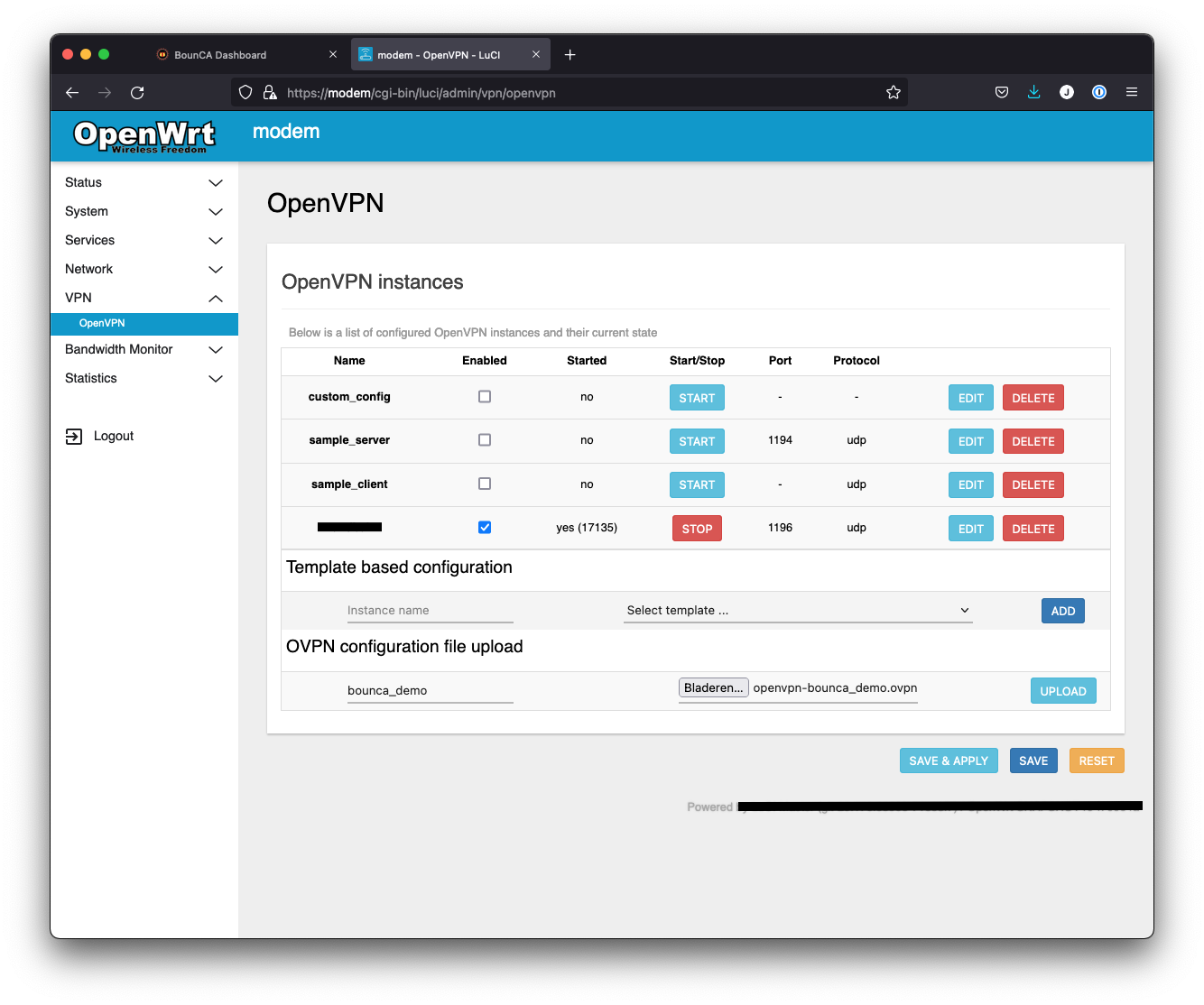 OpenVPN dashboard in OpenWRT