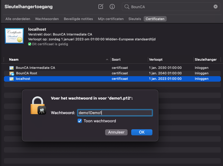 Adding client certificate to keychain of macOS