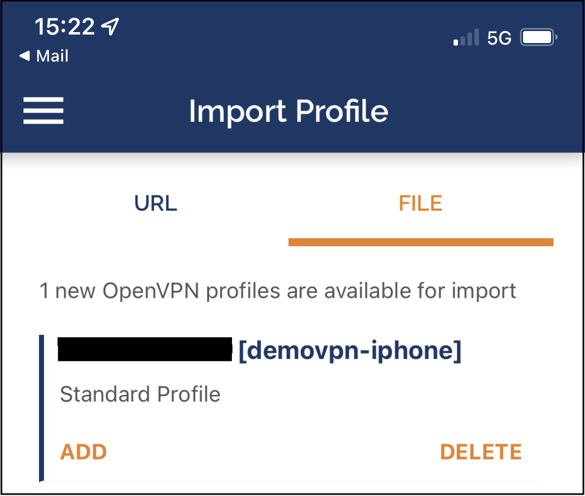 Import ovpn file in OpenVPN Connect