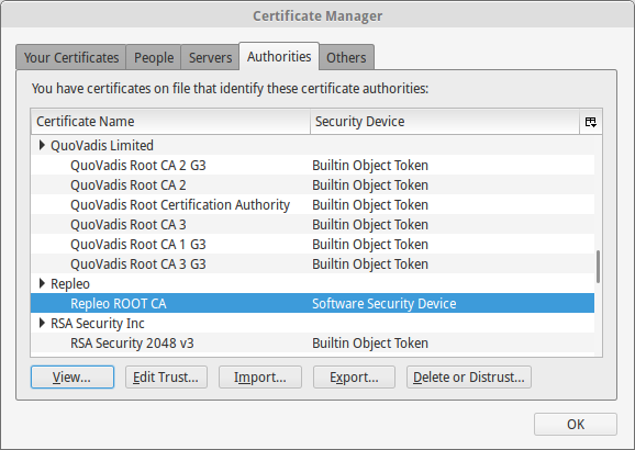 Firefox certificate is added to authorities list
