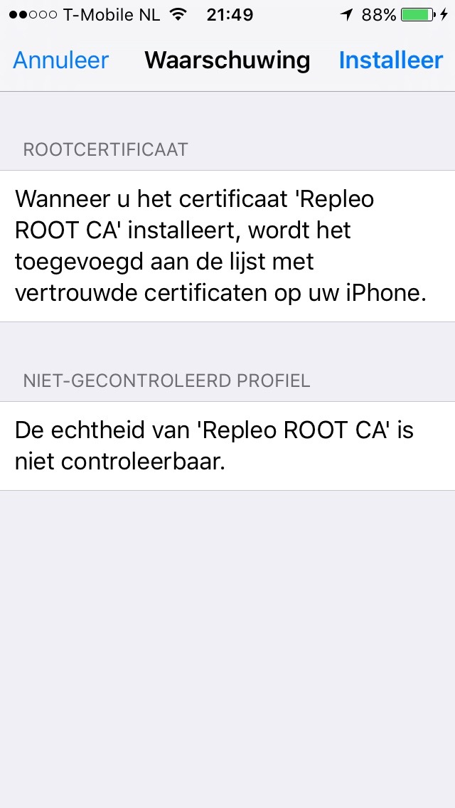 IOS trust new certificate